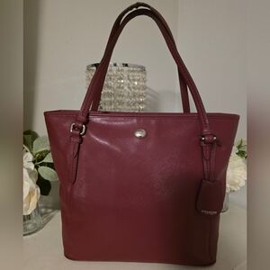 Coach Deep Red Leather Tote